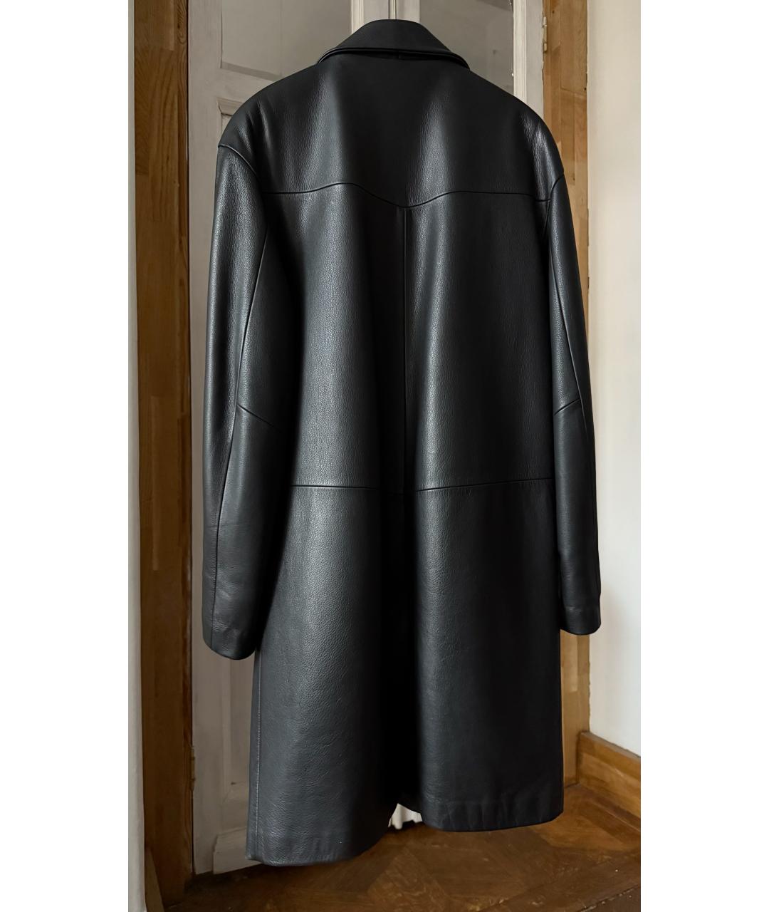 BOTTEGA VENETA Черное кожаное пальто, фото 2