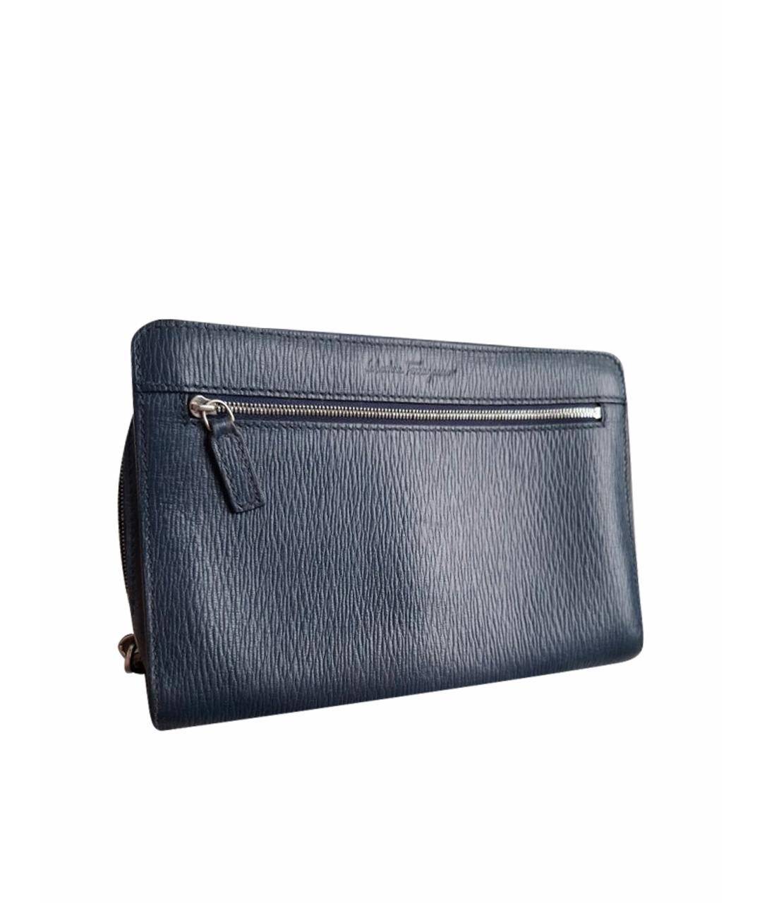 FERRAGAMO Синяя кожаная барсетка, фото 1