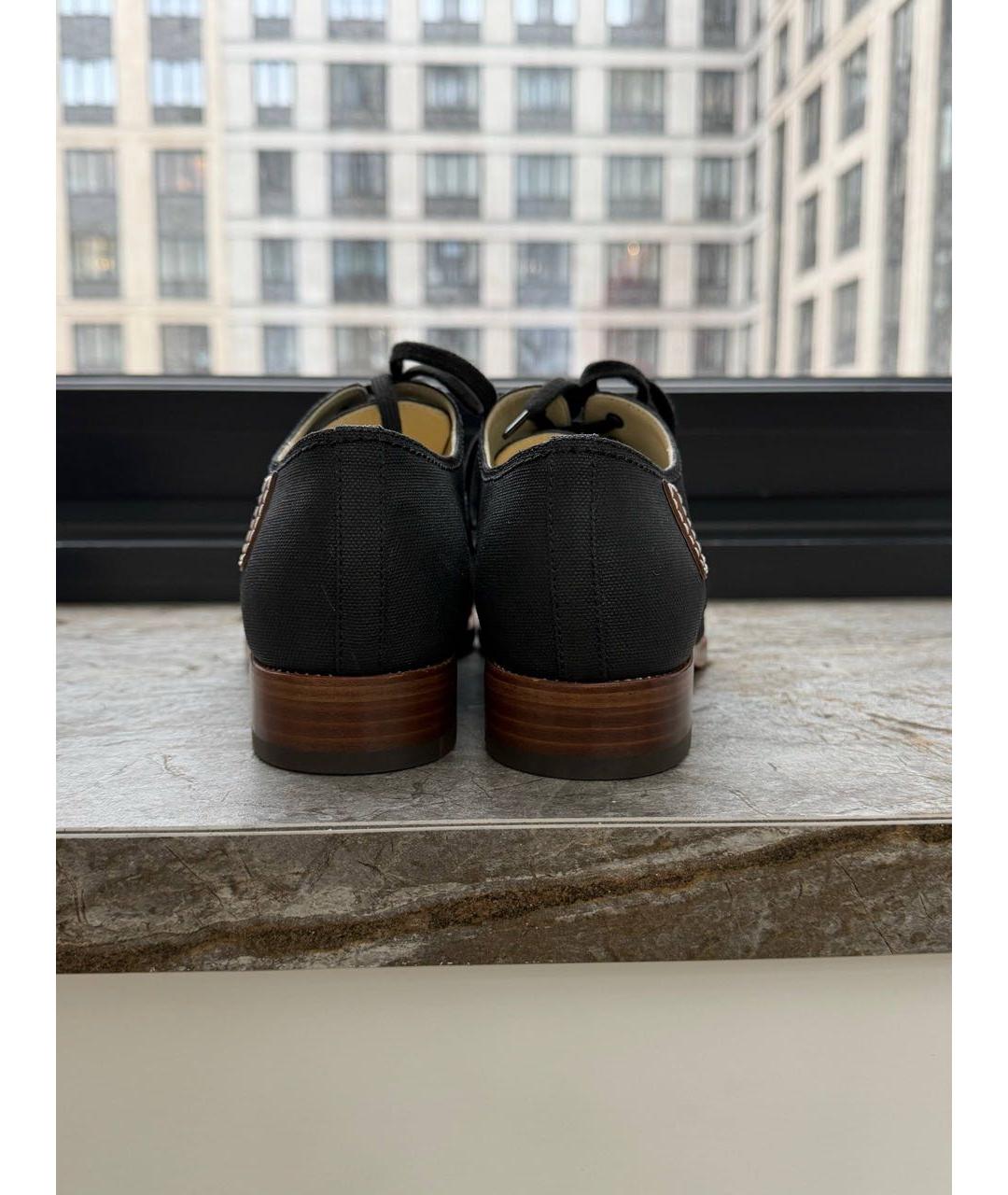 CHANEL Антрацитовые текстильные брогги и оксфорды, фото 4