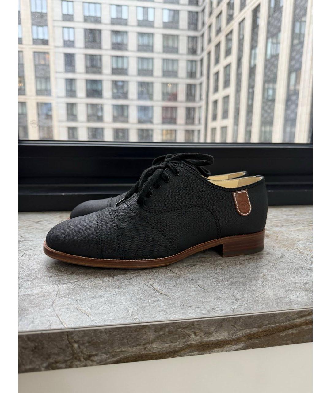 CHANEL Антрацитовые текстильные брогги и оксфорды, фото 6