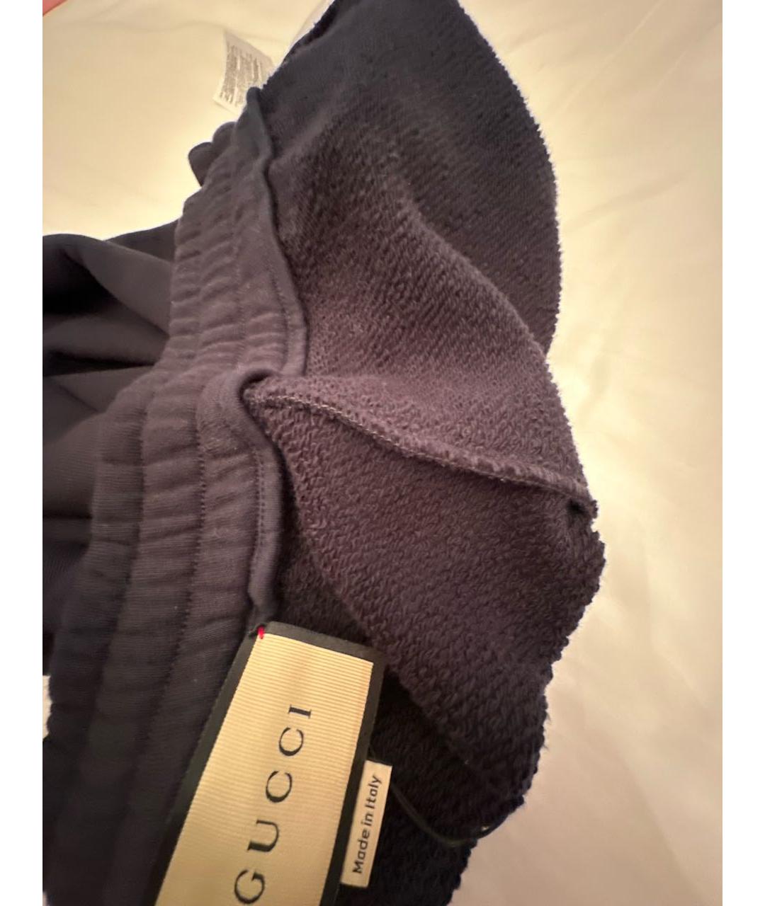 GUCCI Темно-синие хлопковые спортивные брюки и шорты, фото 5