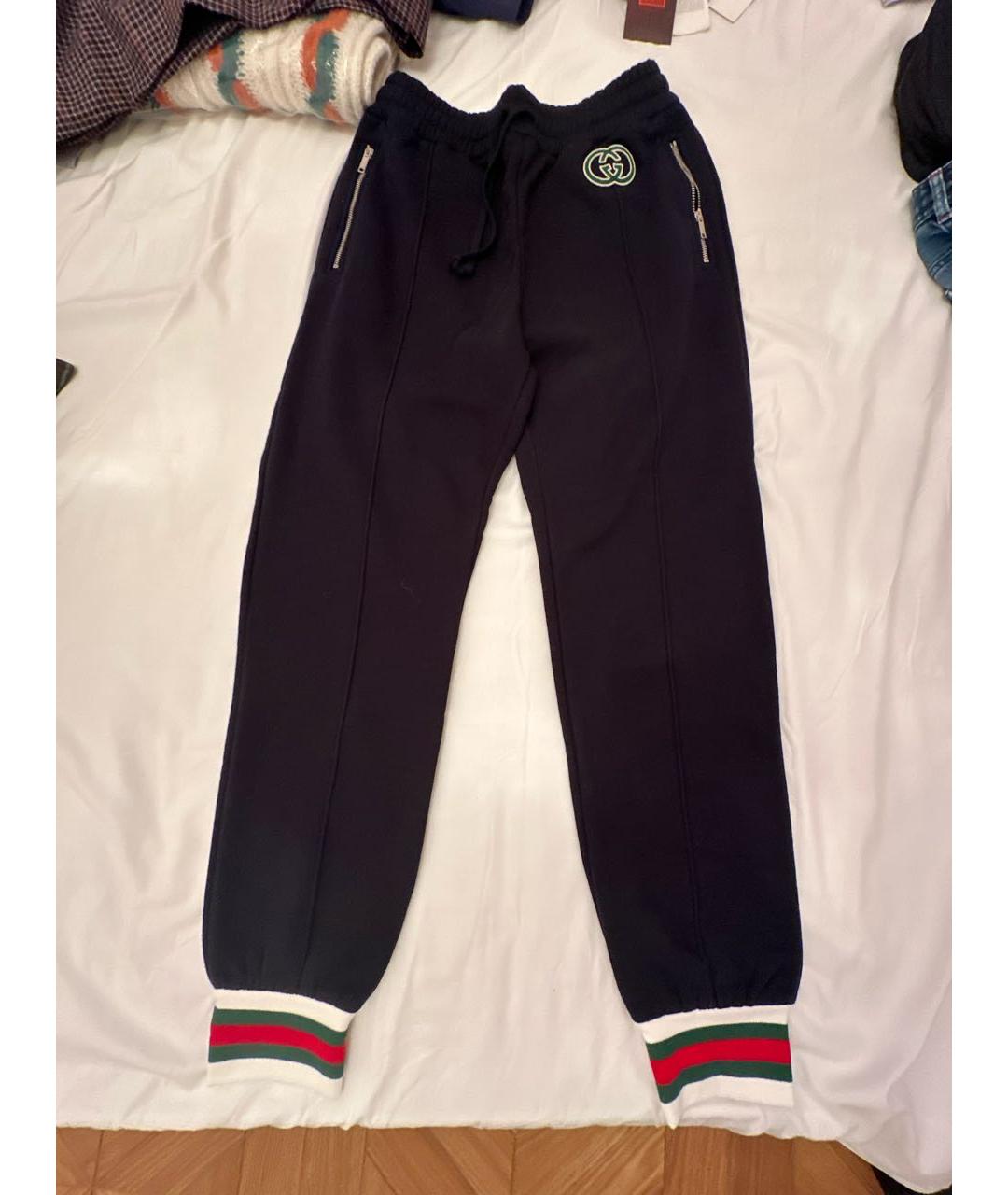 GUCCI Темно-синие хлопковые спортивные брюки и шорты, фото 9