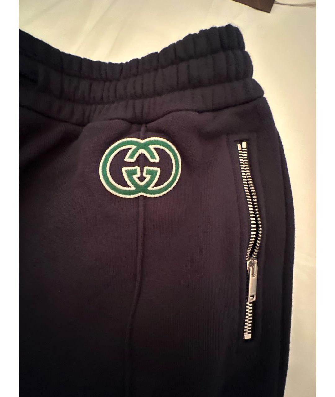 GUCCI Темно-синие хлопковые спортивные брюки и шорты, фото 3