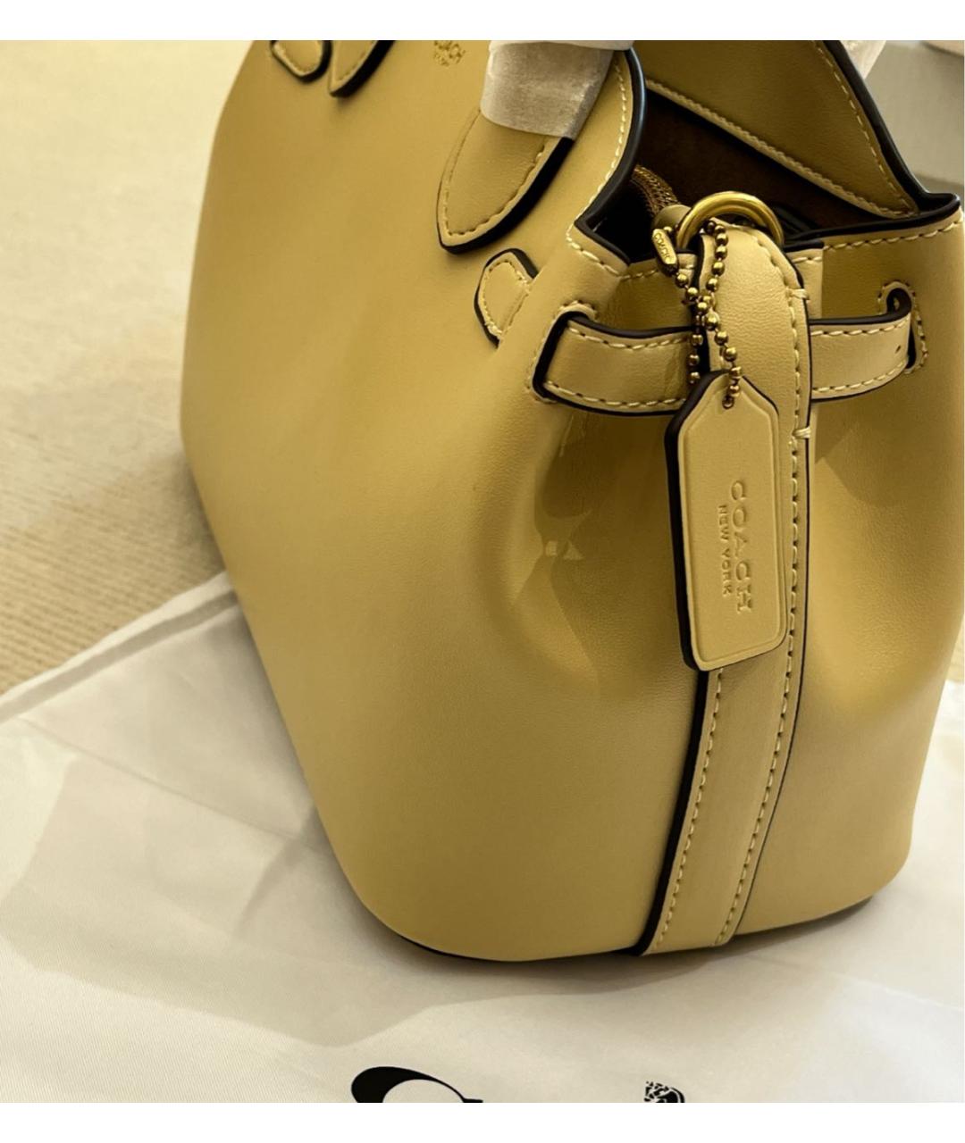 COACH Бежевая кожаная сумка с короткими ручками, фото 8