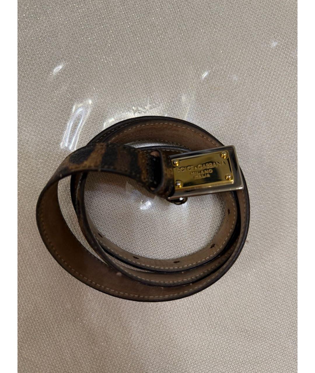 DOLCE&GABBANA Коричневый кожаный ремень, фото 4