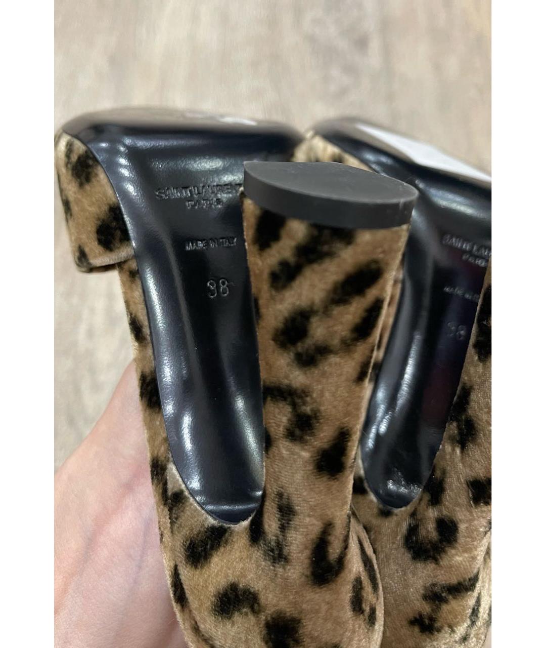 SAINT LAURENT Мульти бархатные мюли, фото 4