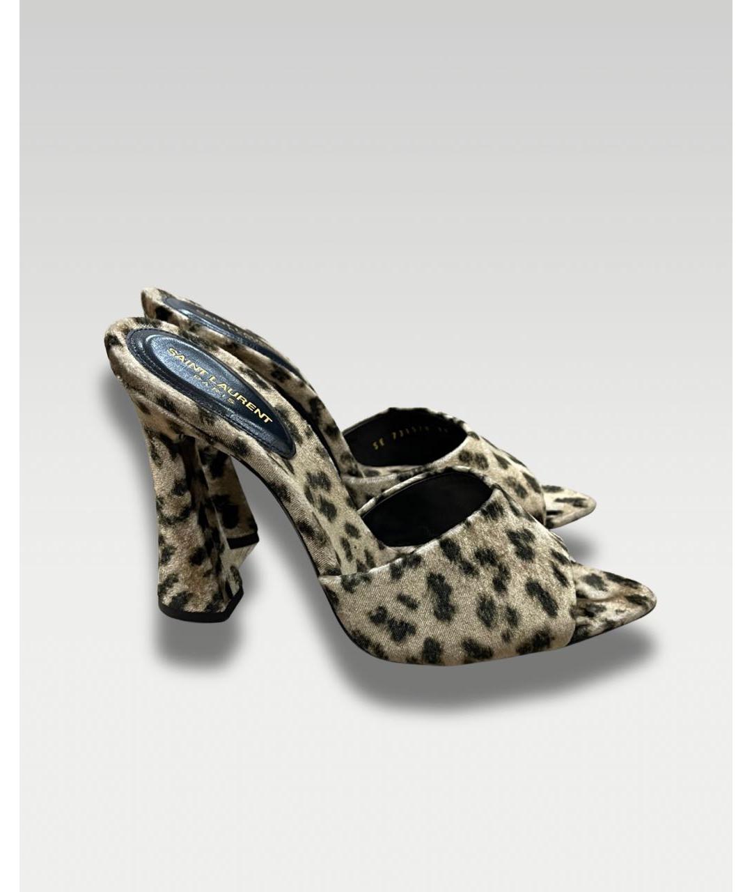 SAINT LAURENT Мульти бархатные мюли, фото 5