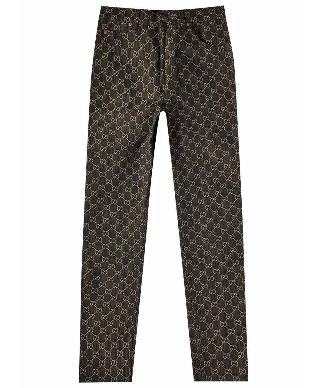 GUCCI Коричневые хлопковые прямые джинсы, фото 1