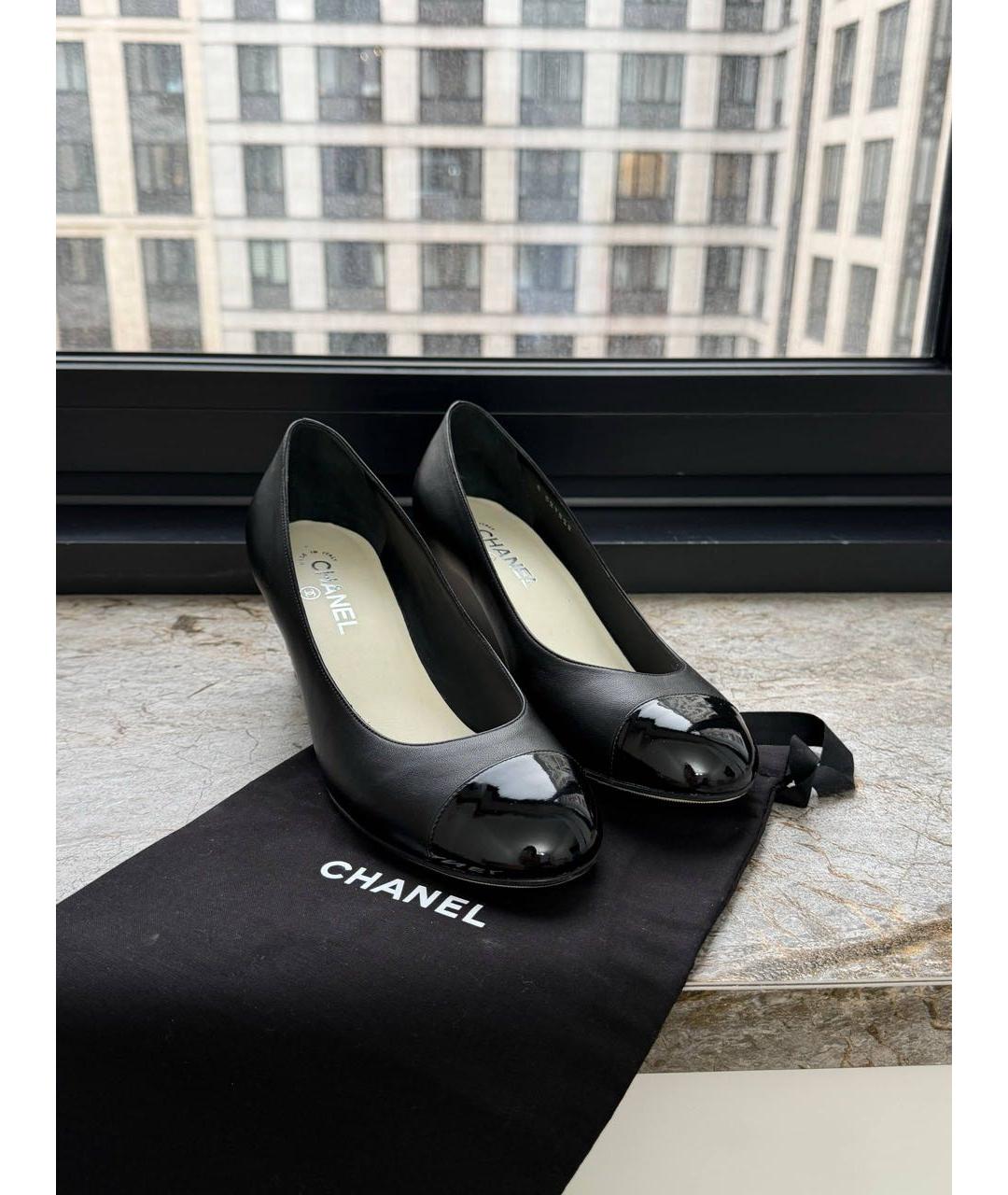 CHANEL Черные кожаные туфли, фото 5