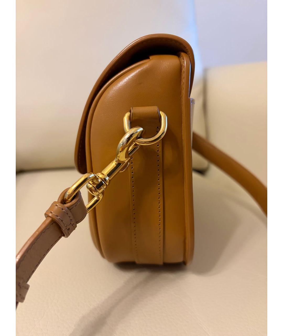 CHRISTIAN DIOR Горчичная кожаная сумка через плечо, фото 3