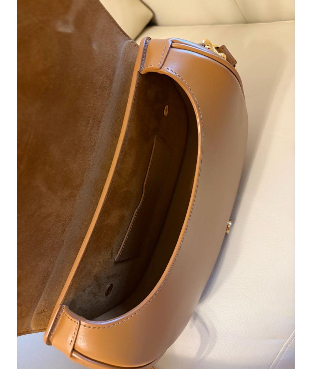 CHRISTIAN DIOR Горчичная кожаная сумка через плечо, фото 4