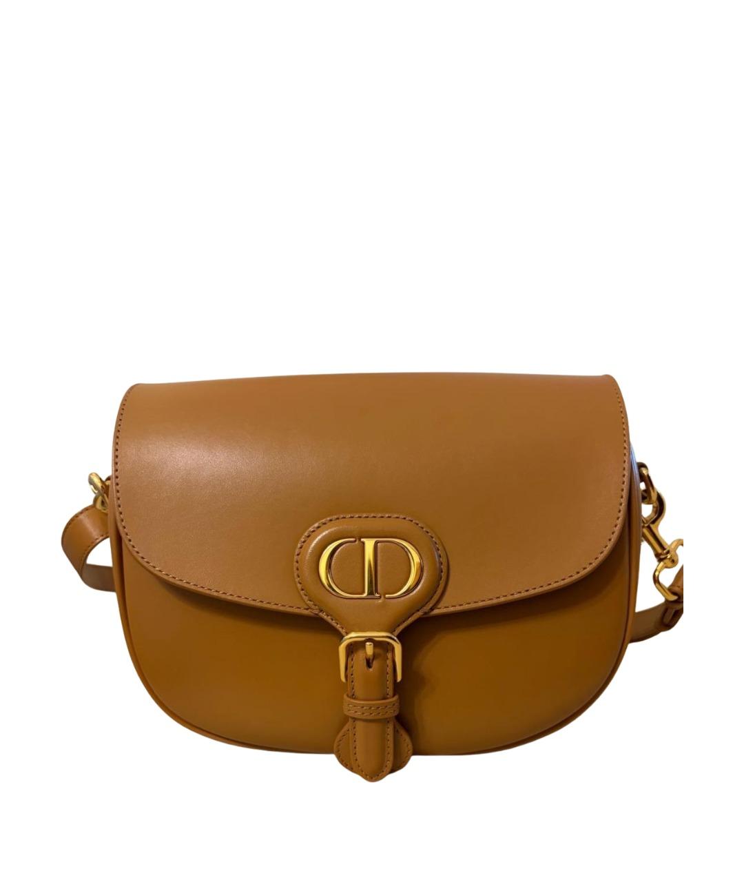 CHRISTIAN DIOR Горчичная кожаная сумка через плечо, фото 1