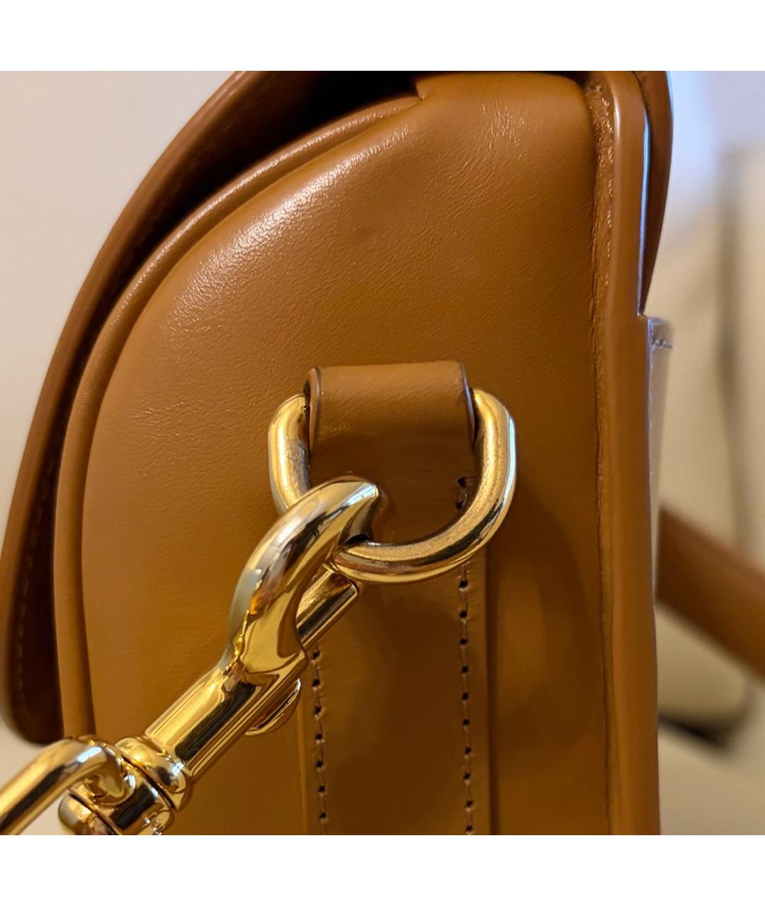 CHRISTIAN DIOR Горчичная кожаная сумка через плечо, фото 8