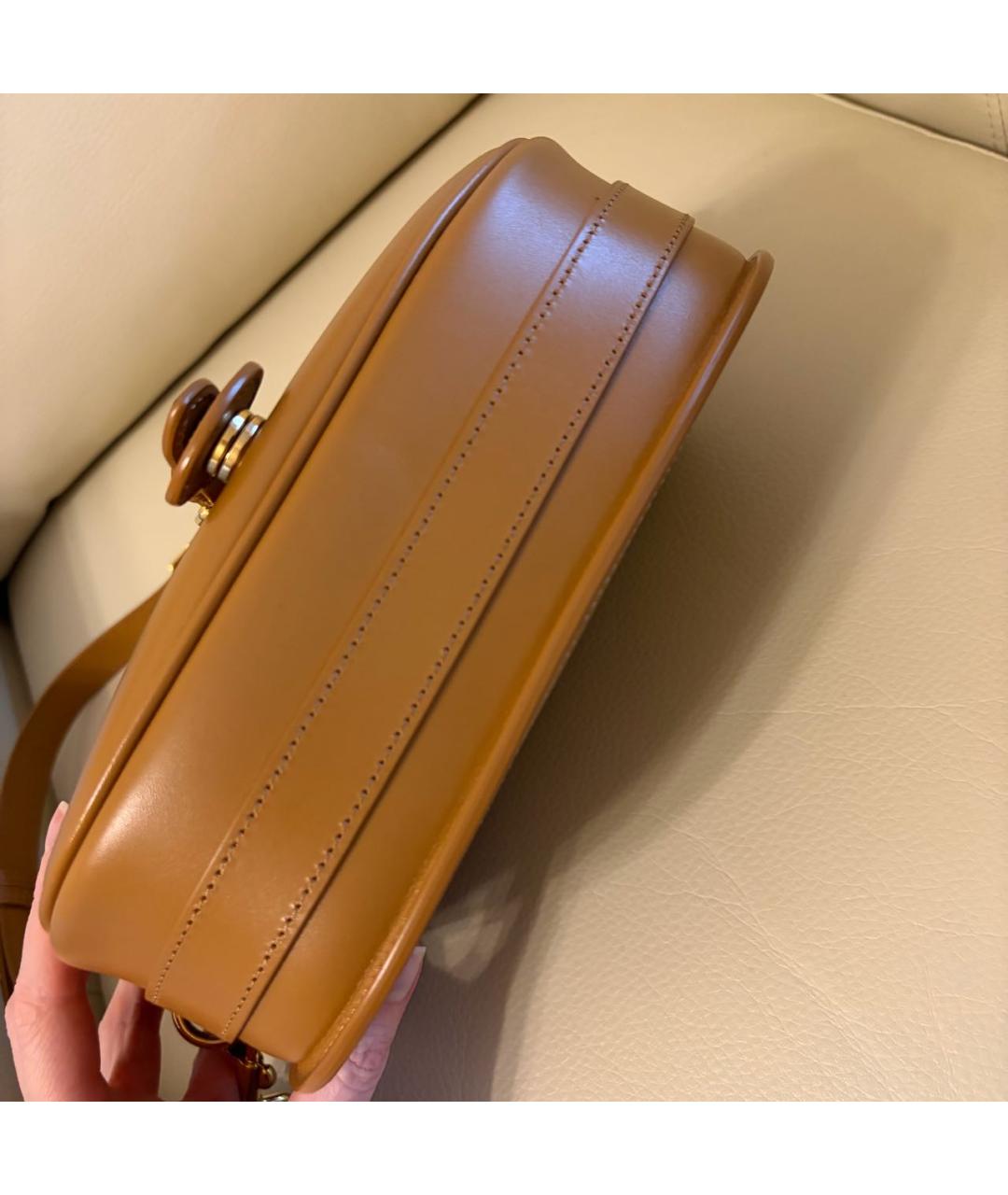 CHRISTIAN DIOR Горчичная кожаная сумка через плечо, фото 7