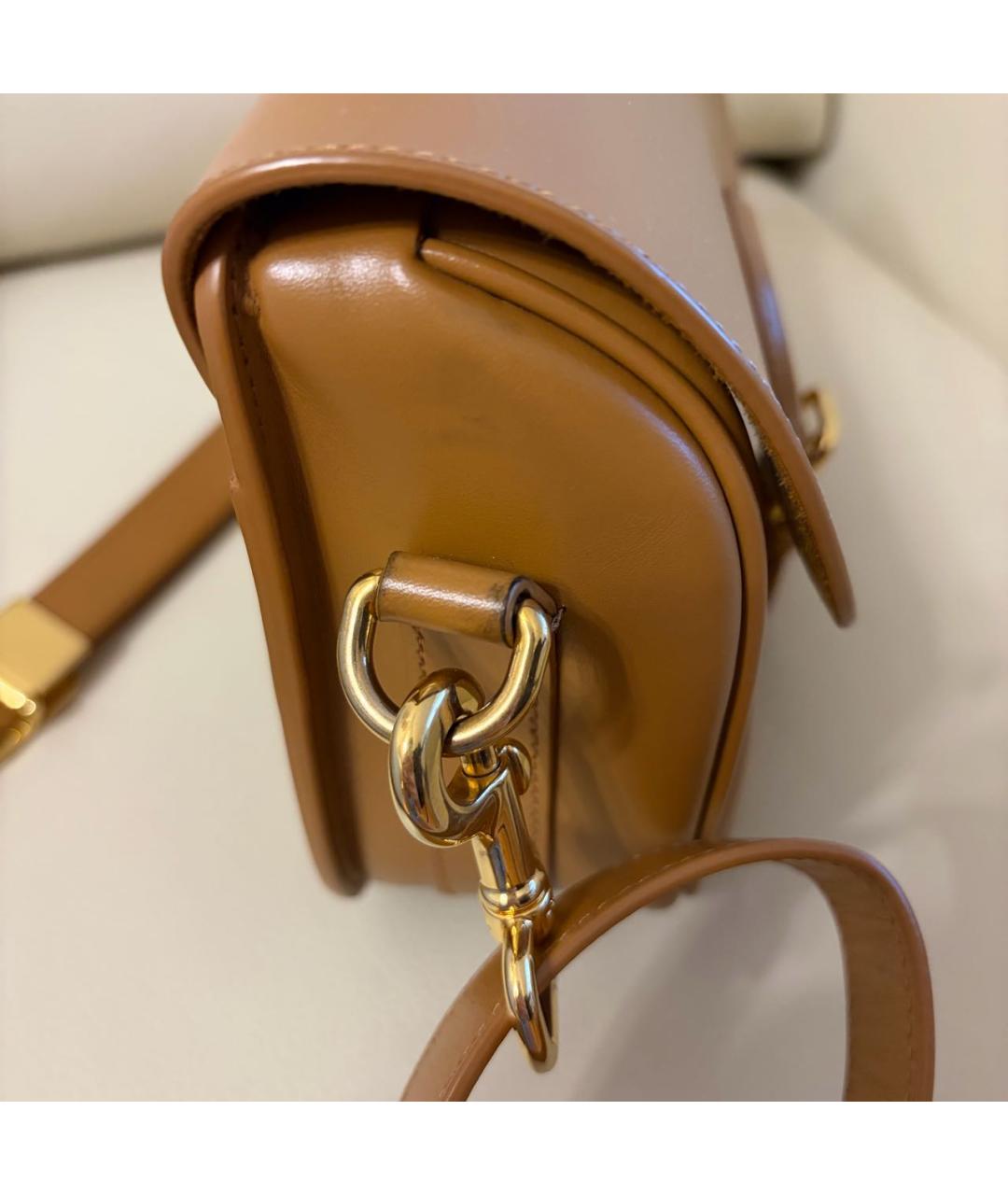 CHRISTIAN DIOR Горчичная кожаная сумка через плечо, фото 6