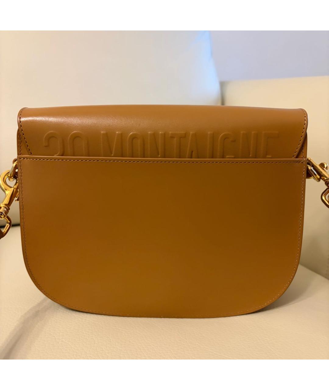 CHRISTIAN DIOR Горчичная кожаная сумка через плечо, фото 2