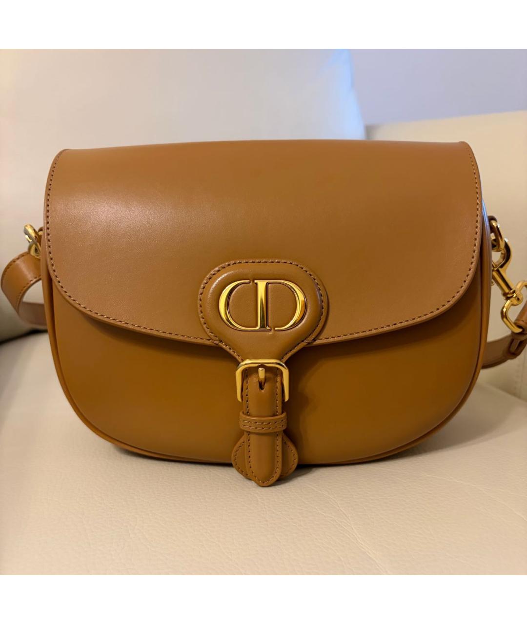 CHRISTIAN DIOR Горчичная кожаная сумка через плечо, фото 9