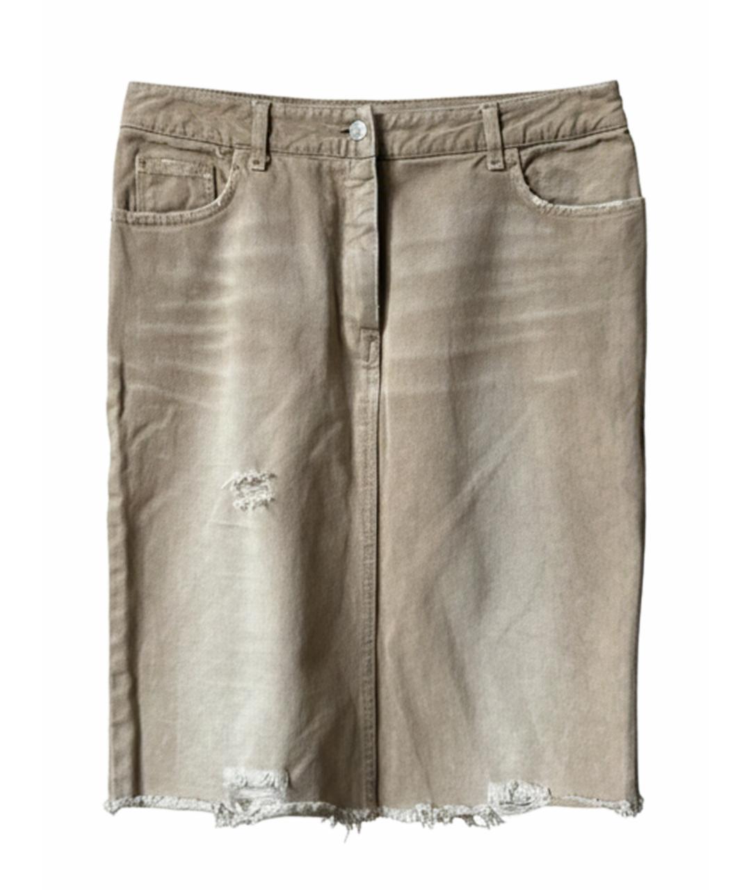 DOLCE&GABBANA Бежевая деним юбка миди, фото 1