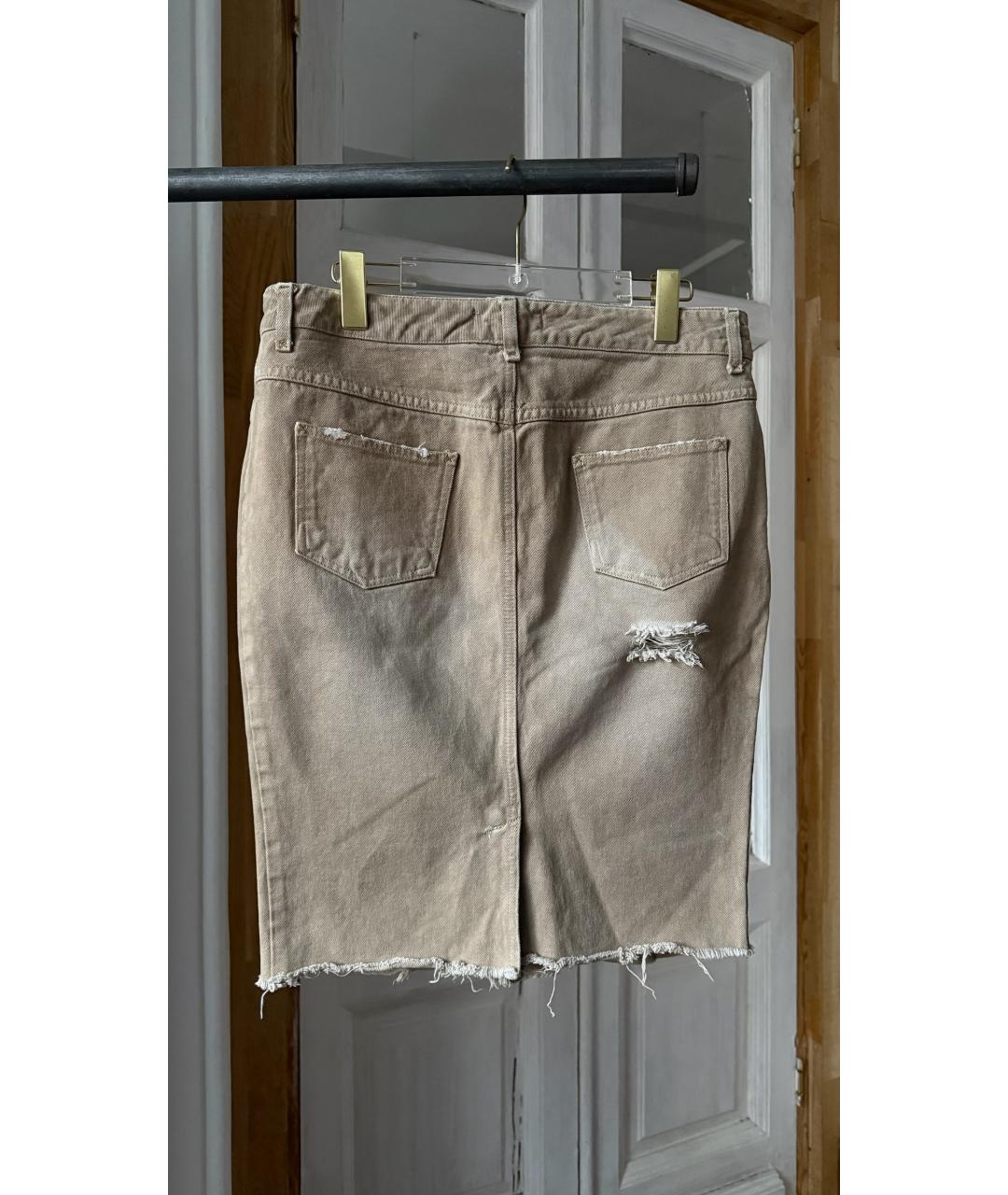 DOLCE&GABBANA Бежевая деним юбка миди, фото 2