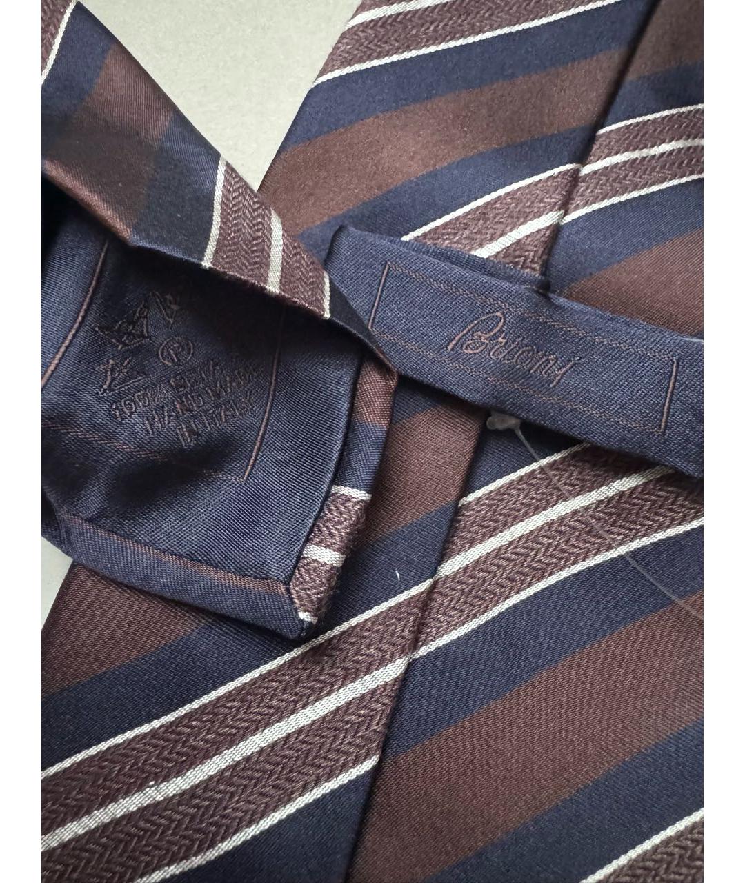 BRIONI Коричневый шелковый галстук, фото 7