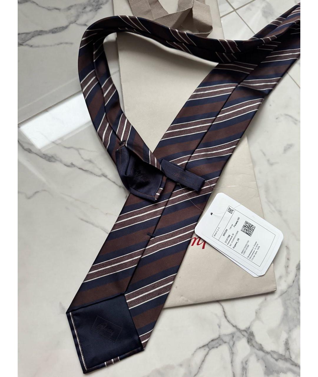 BRIONI Коричневый шелковый галстук, фото 8