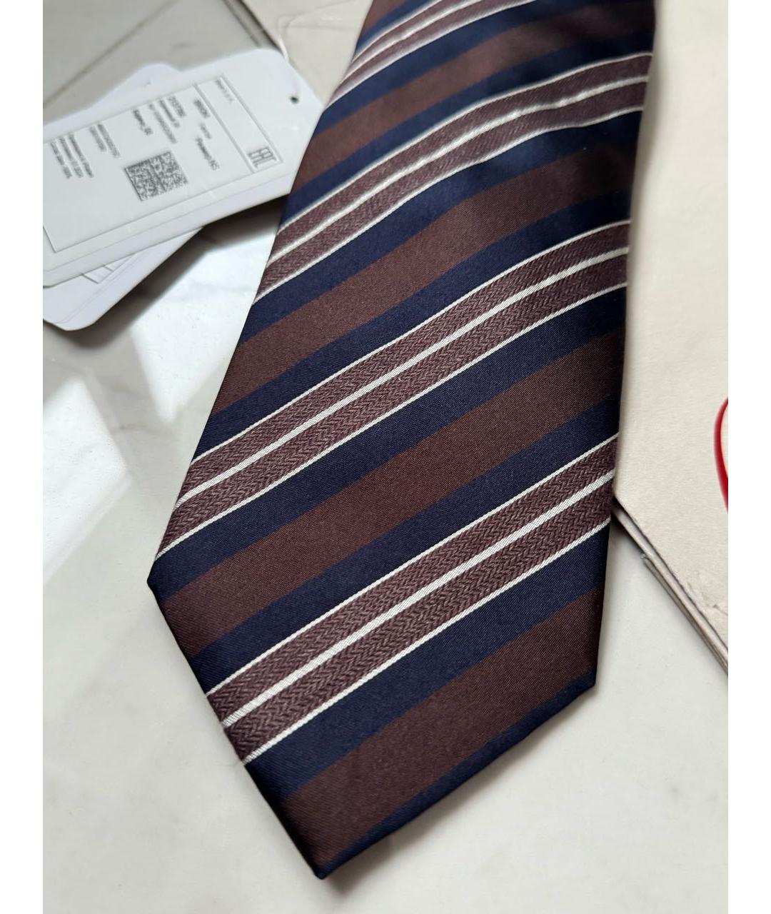 BRIONI Коричневый шелковый галстук, фото 5