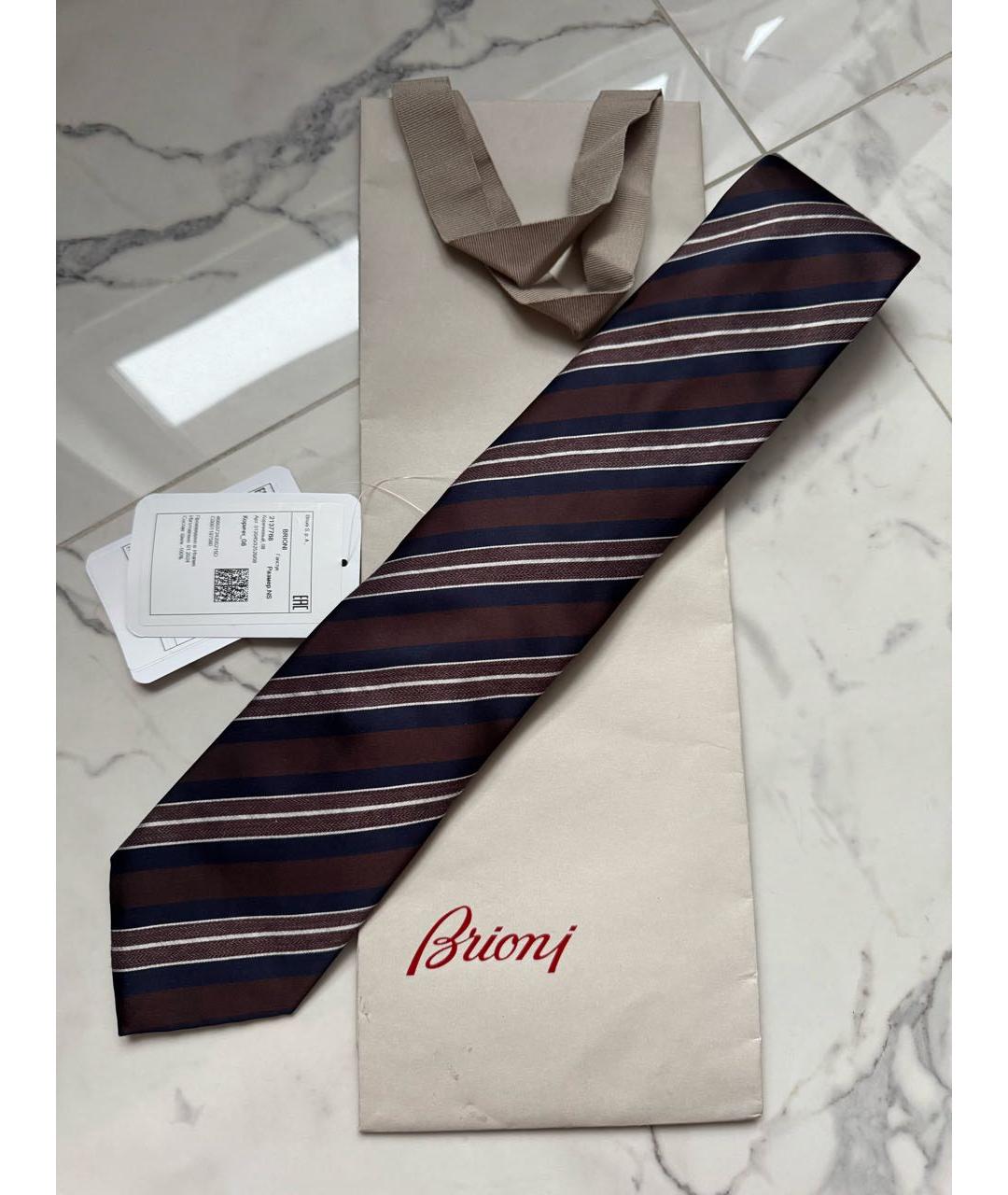 BRIONI Коричневый шелковый галстук, фото 4