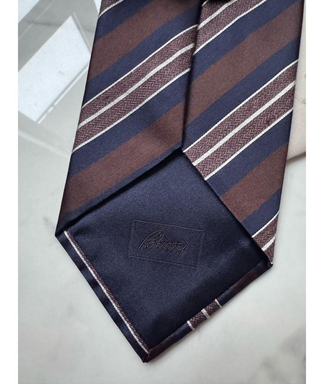 BRIONI Коричневый шелковый галстук, фото 6