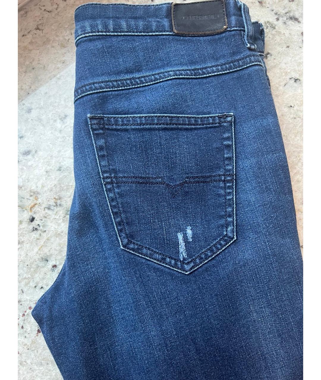 DIESEL Темно-синие хлопко-эластановые джинсы слим, фото 4
