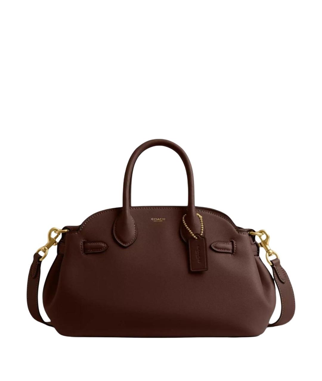 COACH Коричневая кожаная сумка с короткими ручками, фото 1