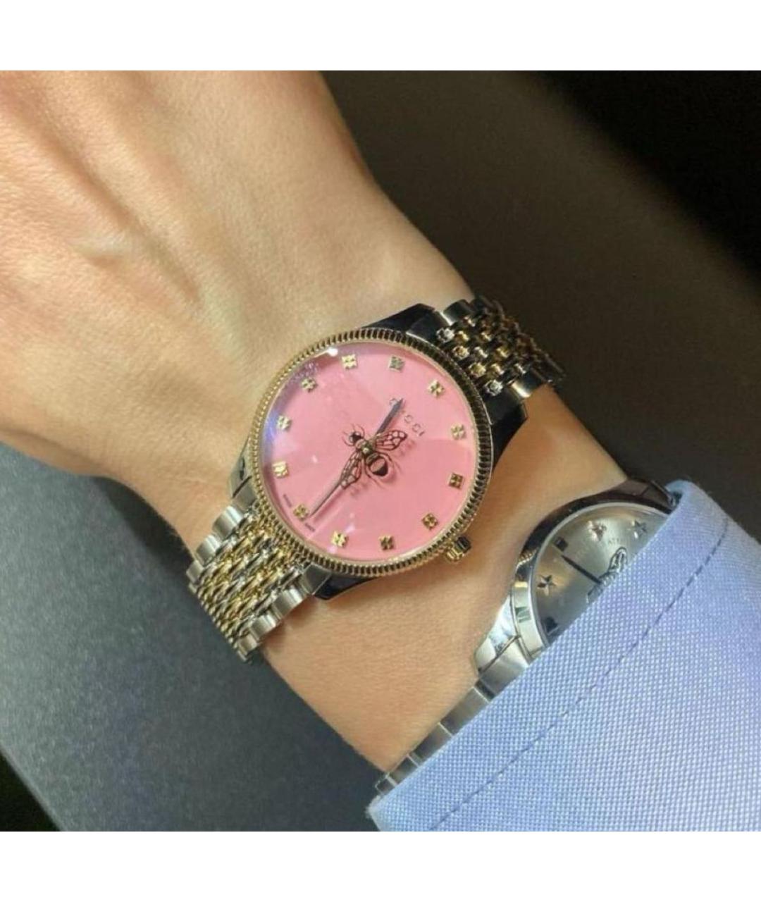 GUCCI Серебряные металлические часы, фото 4