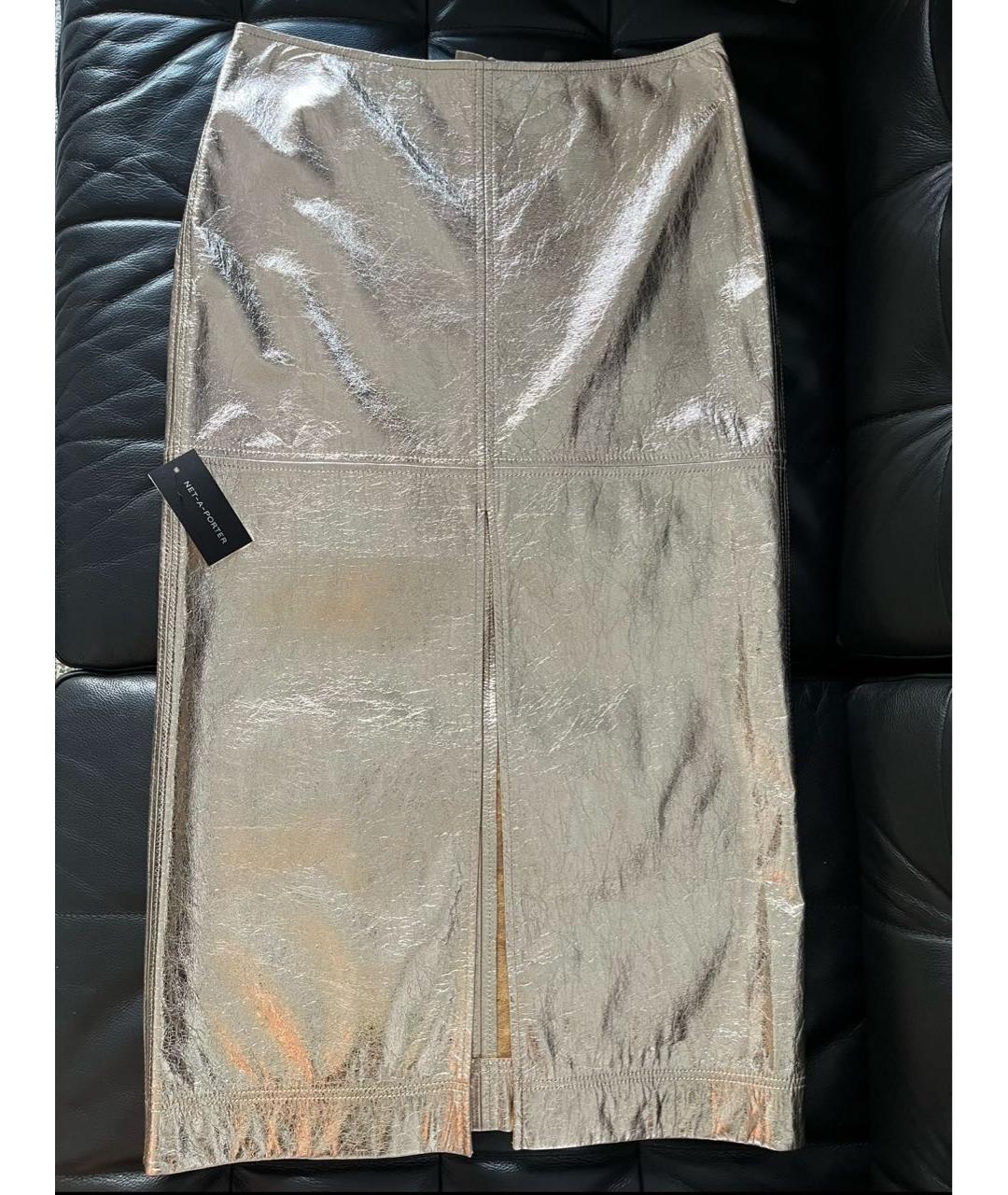 JOHANNA ORTIZ Золотая кожаная юбка миди, фото 4