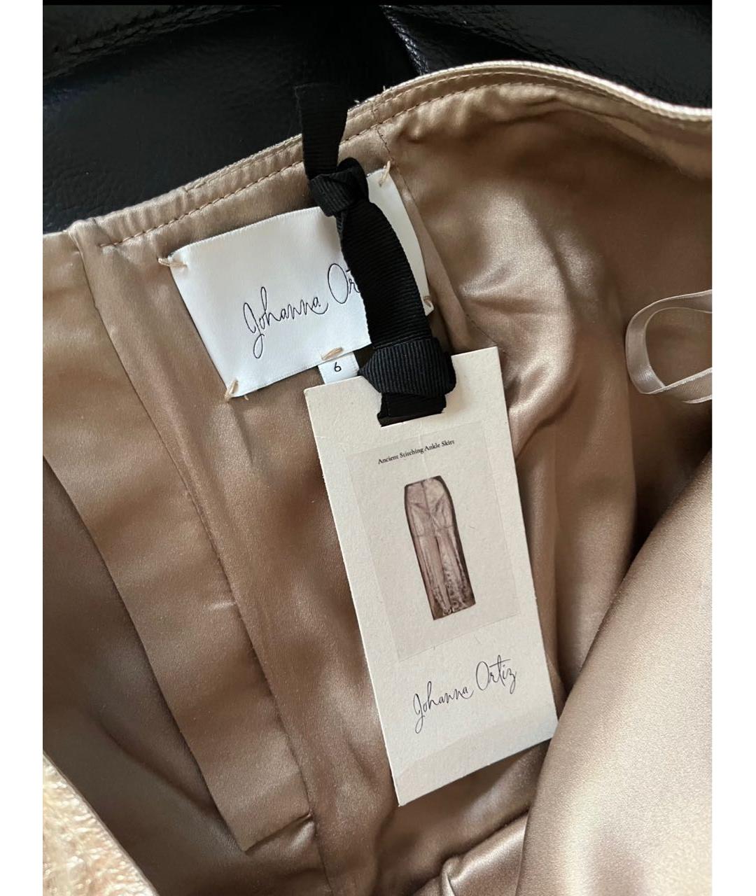 JOHANNA ORTIZ Золотая кожаная юбка миди, фото 5