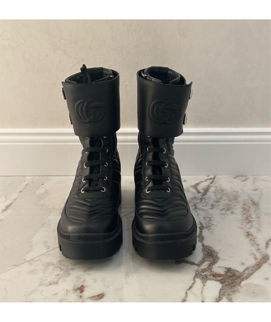 GUCCI Черные ботинки из искусственной кожи, фото 2
