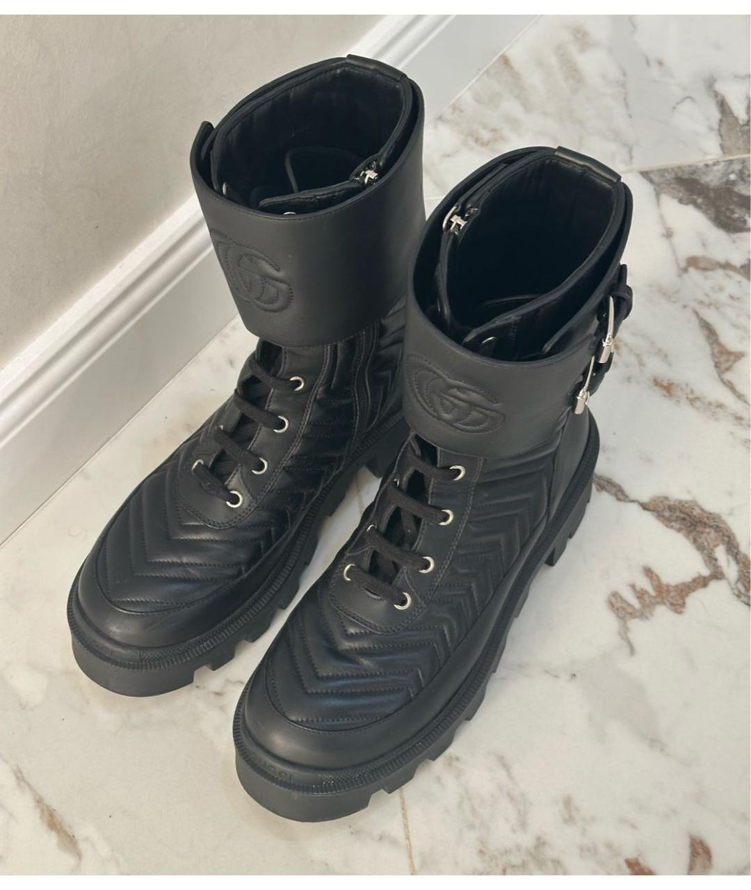 GUCCI Черные ботинки из искусственной кожи, фото 3