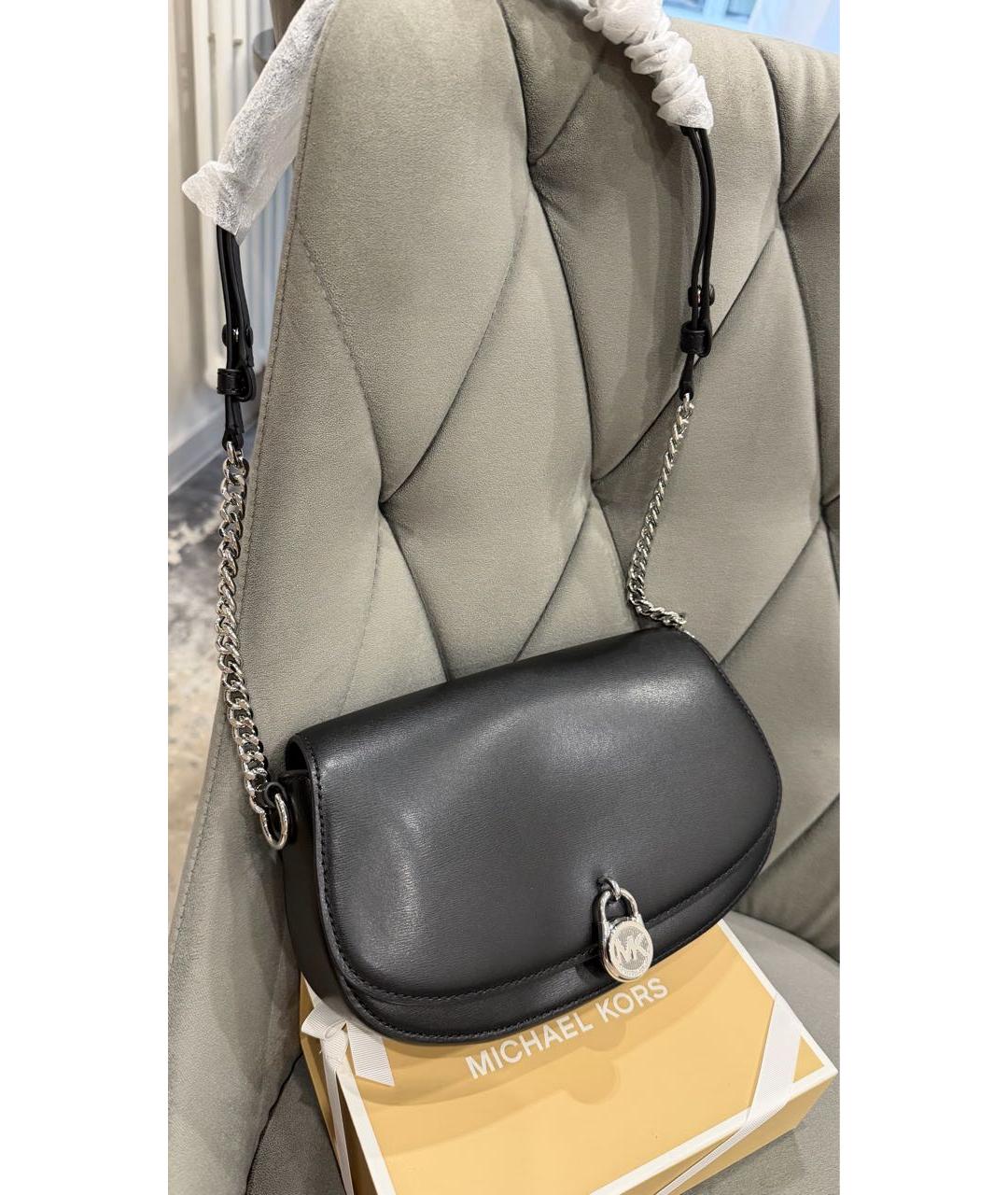 MICHAEL KORS Черная кожаная сумка через плечо, фото 7