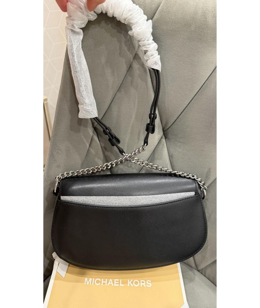 MICHAEL KORS Черная кожаная сумка через плечо, фото 4