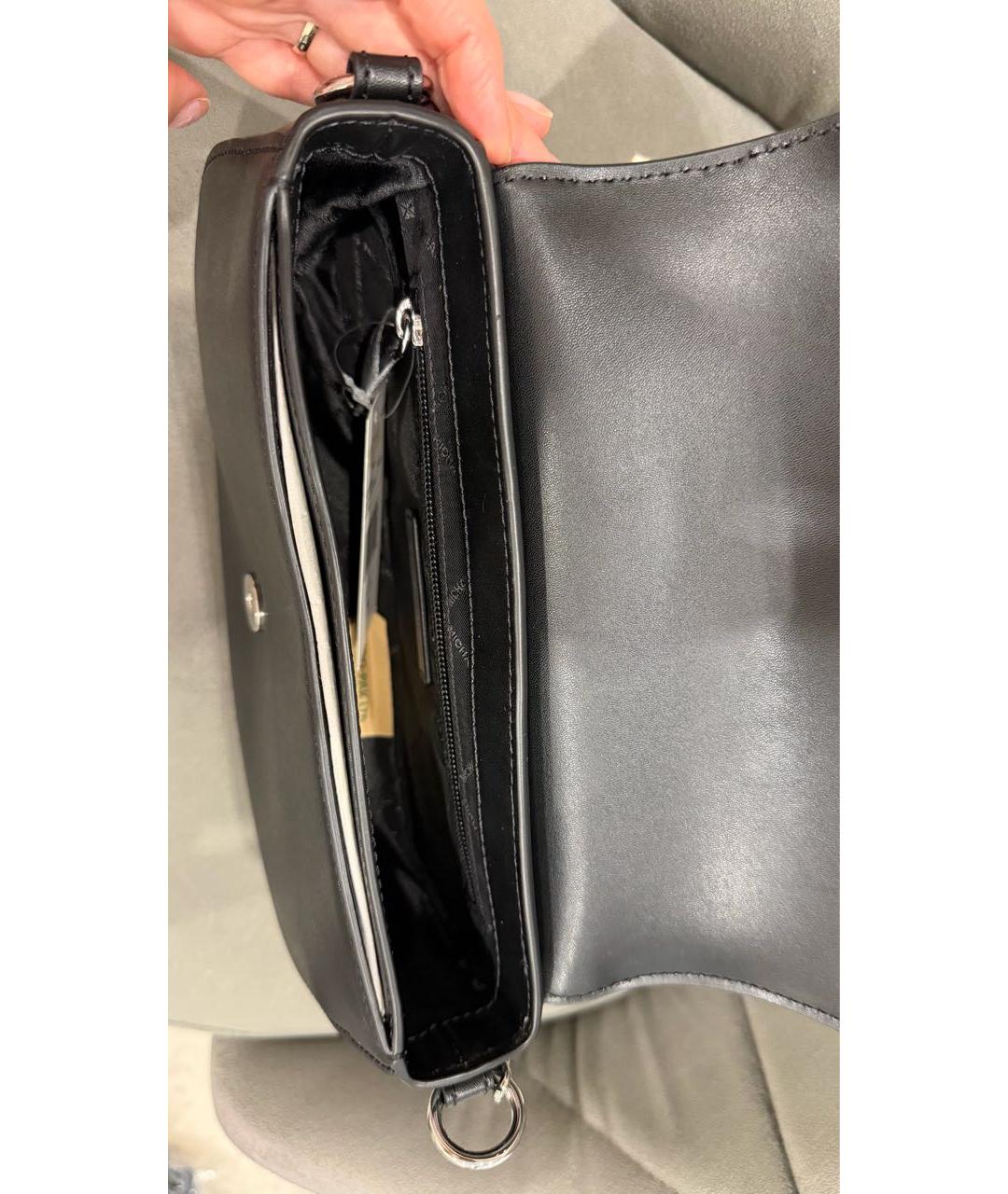 MICHAEL KORS Черная кожаная сумка через плечо, фото 8
