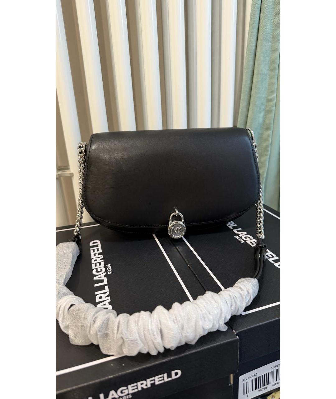 MICHAEL KORS Черная кожаная сумка через плечо, фото 3