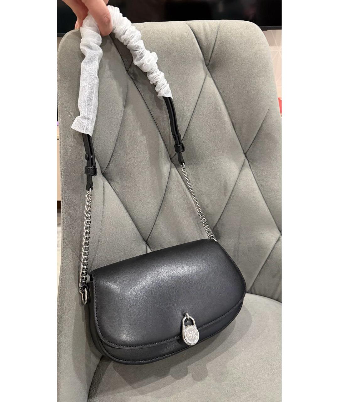 MICHAEL KORS Черная кожаная сумка через плечо, фото 2