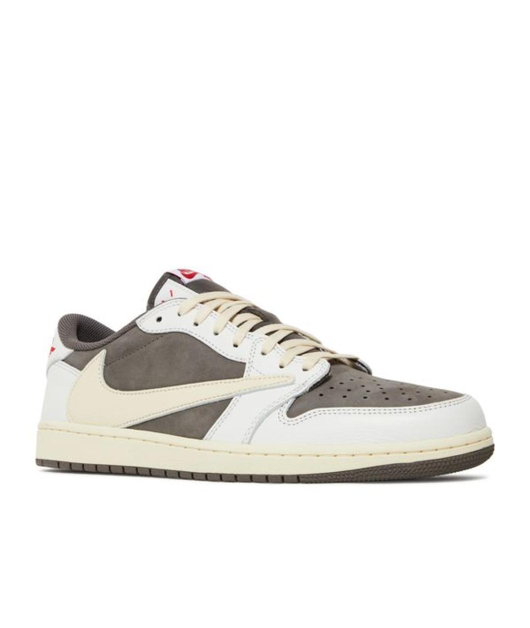 JORDAN Бежевые кожаные низкие кроссовки / кеды, фото 2