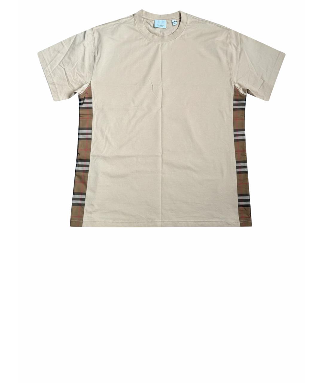 BURBERRY Бежевая хлопковая футболка, фото 1