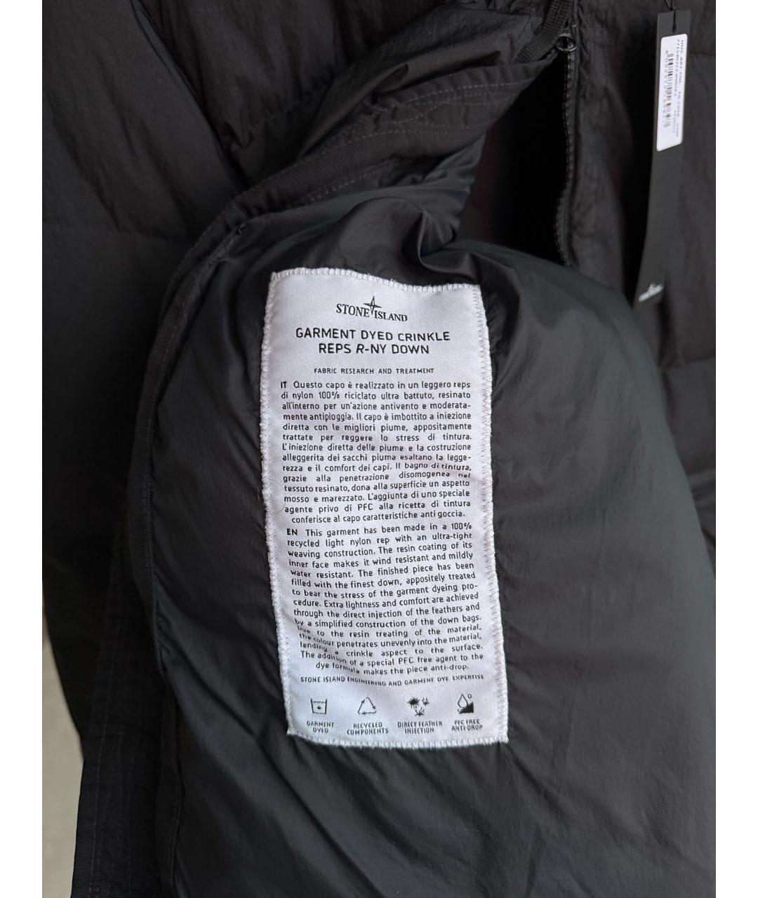 STONE ISLAND Черный полиэстеровый пуховик, фото 6