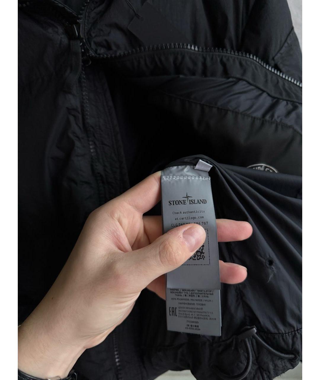 STONE ISLAND Черный полиэстеровый пуховик, фото 7