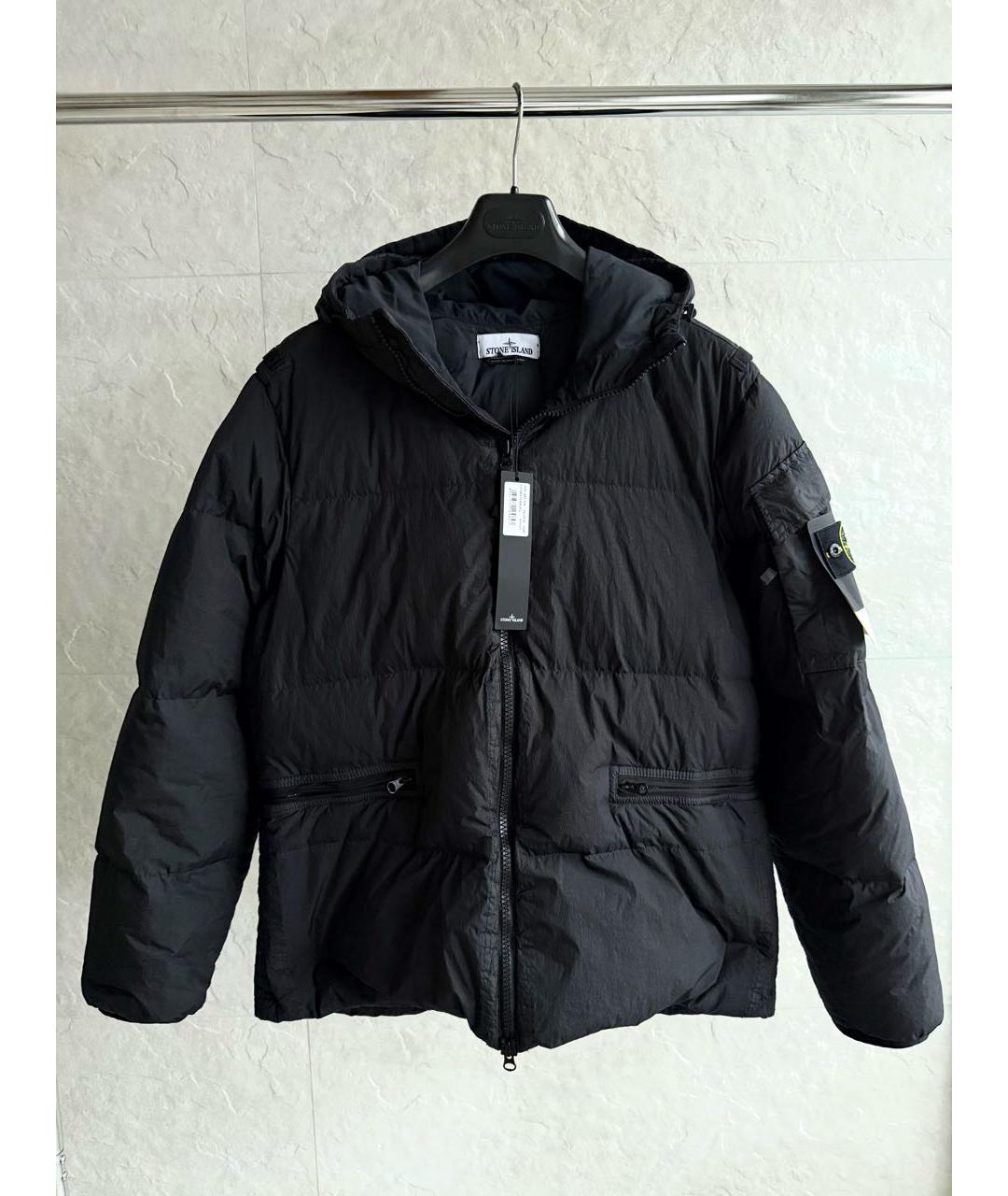 STONE ISLAND Черный полиэстеровый пуховик, фото 2