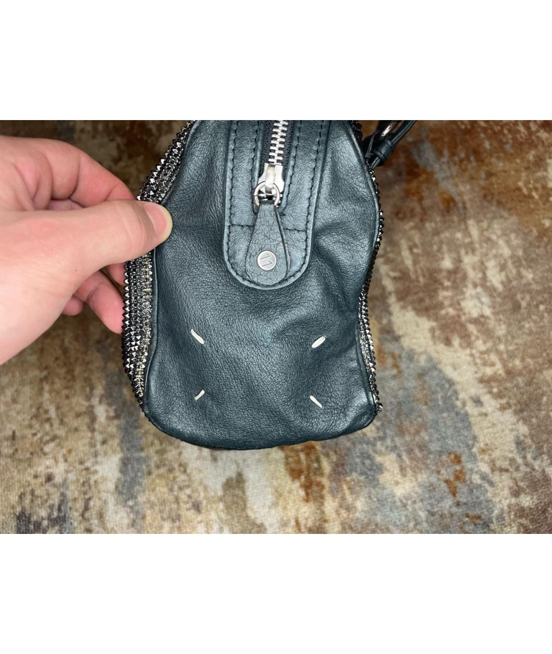 MAISON MARGIELA Черная кожаная сумка с короткими ручками, фото 3