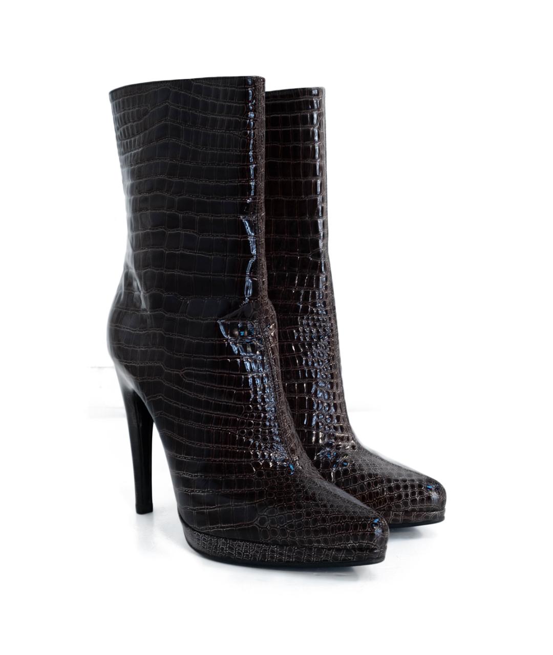 CASADEI Коричневые ботильоны из лакированной кожи, фото 2