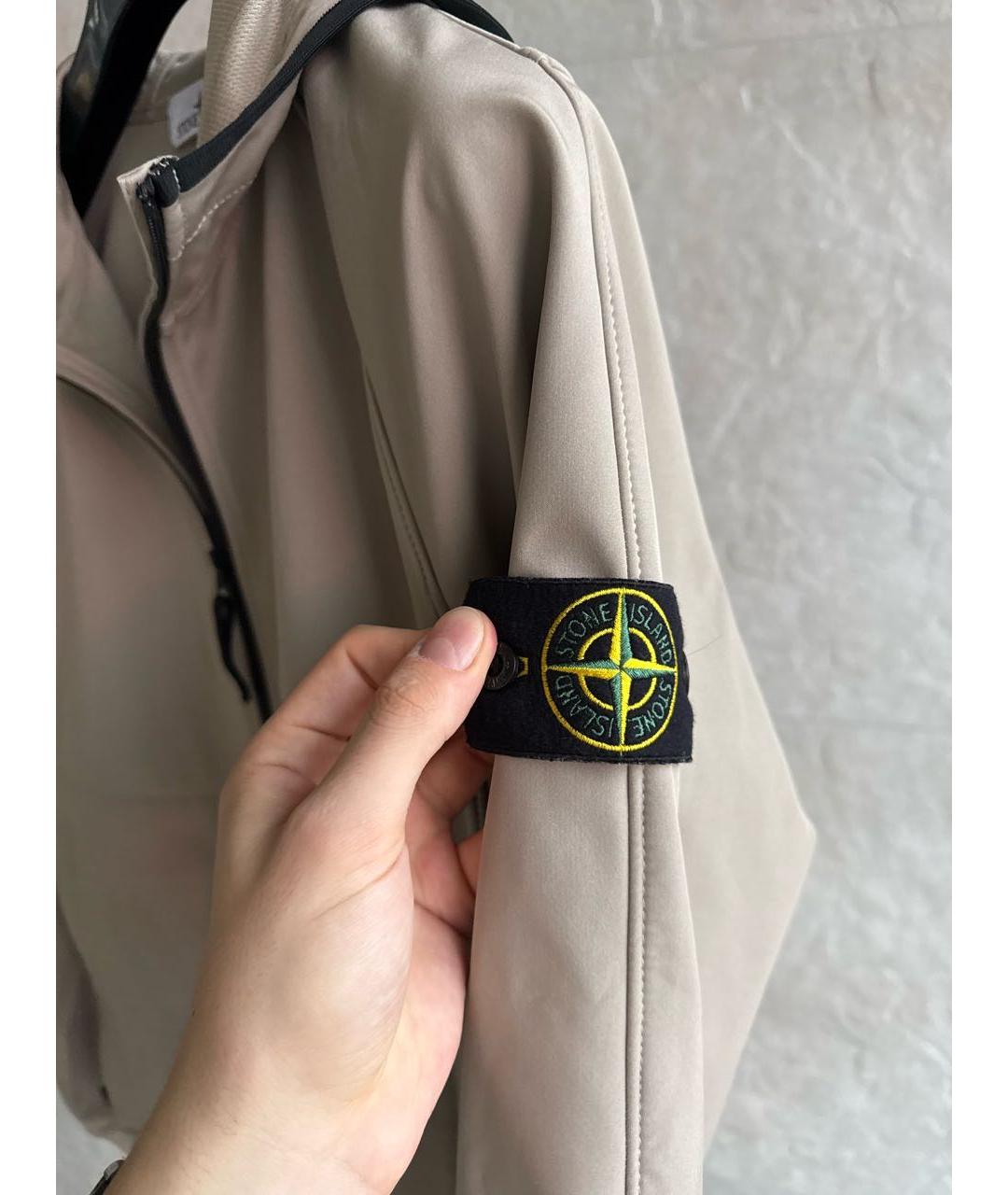 STONE ISLAND Бежевая полиэстеровая куртка, фото 4