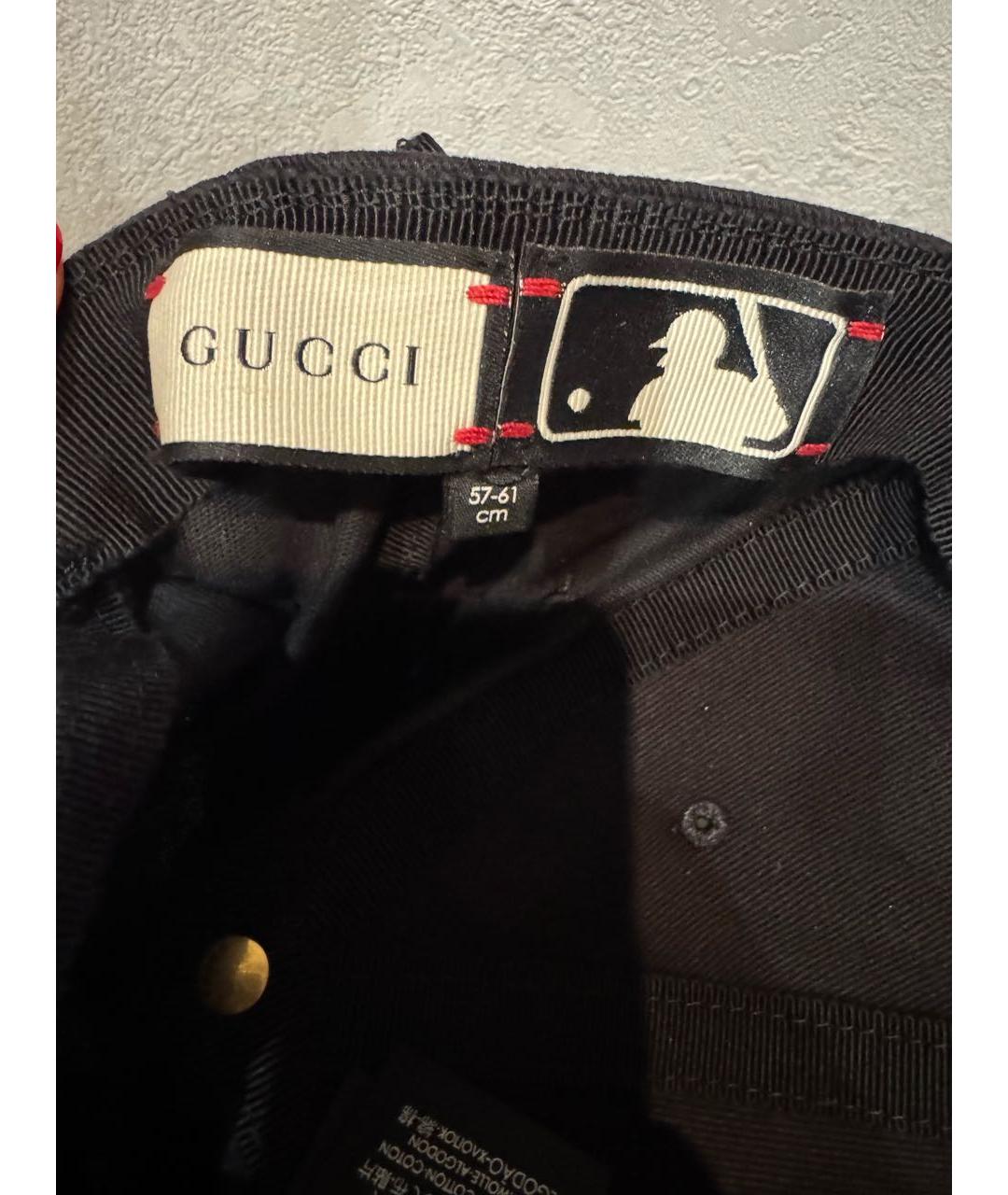 GUCCI Черная хлопковая кепка, фото 4