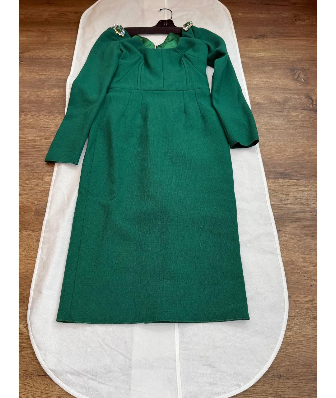 DOLCE&GABBANA Зеленые шерстяное повседневное платье, фото 7
